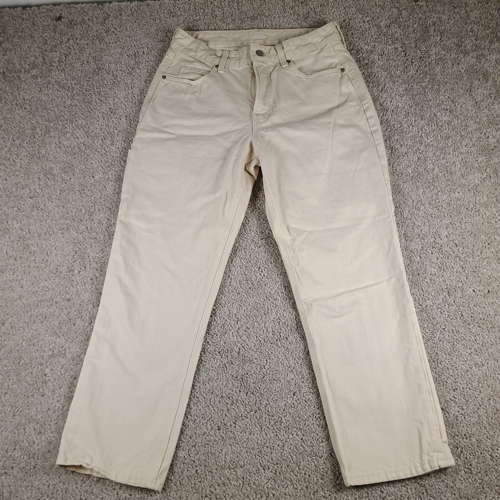 Old Navy Cropped Slouch Carpenter Jeans Womens 2 Ecru Cream Utility Workwear